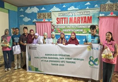 Jelang Hari Listrik Nasional ke-80, PLN UP3 Tahuna Santuni 21 Anak Yatim di Panti Asuhan Maryam