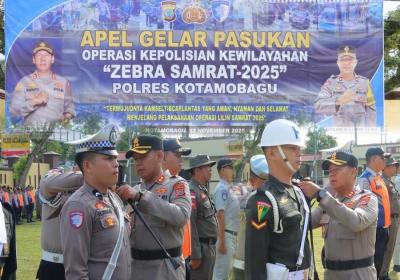 Operasi Zebra Samrat 2025 Polres Kotamobagu Dimulai. Kapolres : Personel Bertugas Secara Humanis Namun Tetap Tegas 
